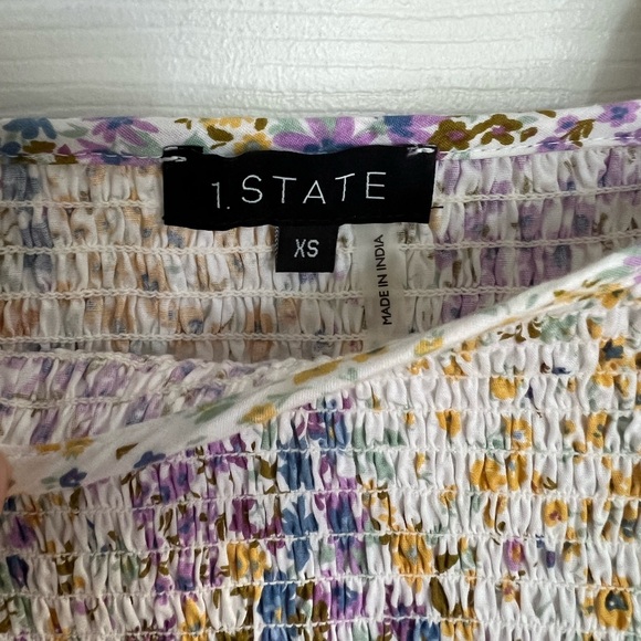 1. State Floral Puff and Smocked Sleeve Smocked Bodice Dress - Picture 11 of 11